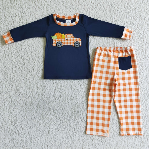 BLP0002 boy halloween truck long sleeve set