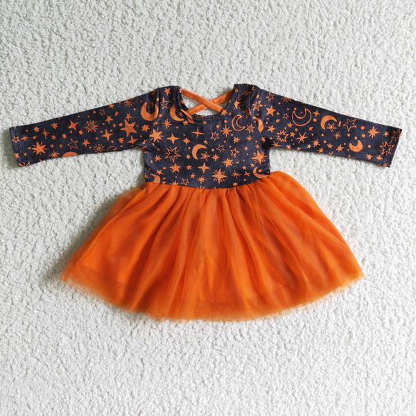 GLD0017 girl halloween tulle orange long sleeve dress-promotion 2024.9.21 $5.5