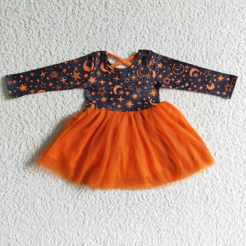 GLD0017 girl halloween tulle orange long sleeve dress-promotion 2024.9.21 $5.5