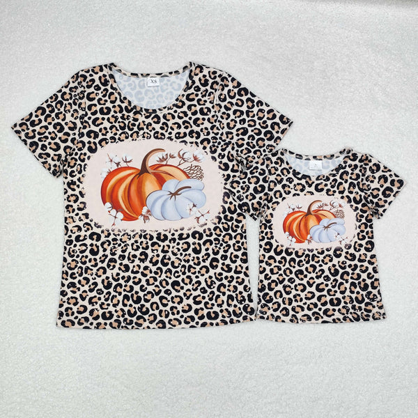 RTS Mummy and me matching clothes pumpkin leopard top tshirt