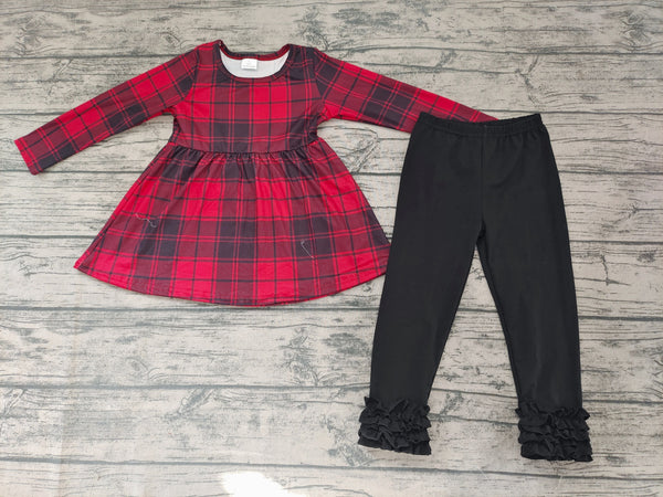 GLP0330 baby girl clothes red plaid winter christmas outfits