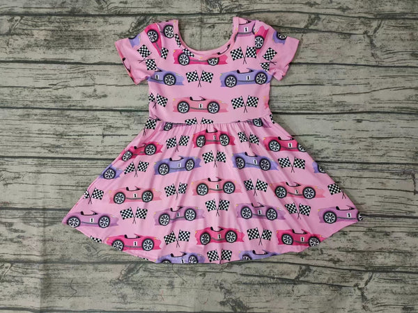 GSD0177 baby girl clothes pink car short sleeve dress-promotion 6.1 $5.5