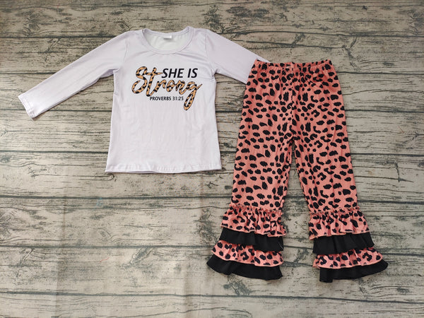 GLP0335 baby girl clothes SHE'S strong leopard winter outfits-promotion 2025.1.4 $5.5