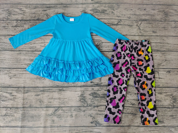 GLP0333 baby girl clothes blue leopard winter outfits