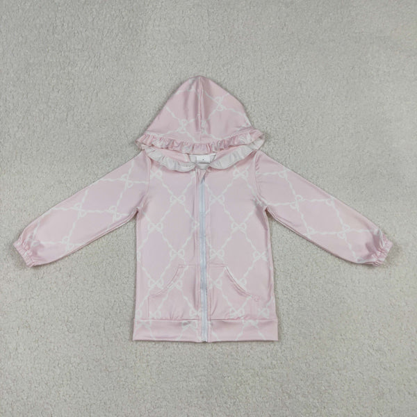 GT1246 RTS  toddler girl  clothes pink bows girl winter top hoodie winter Jacket