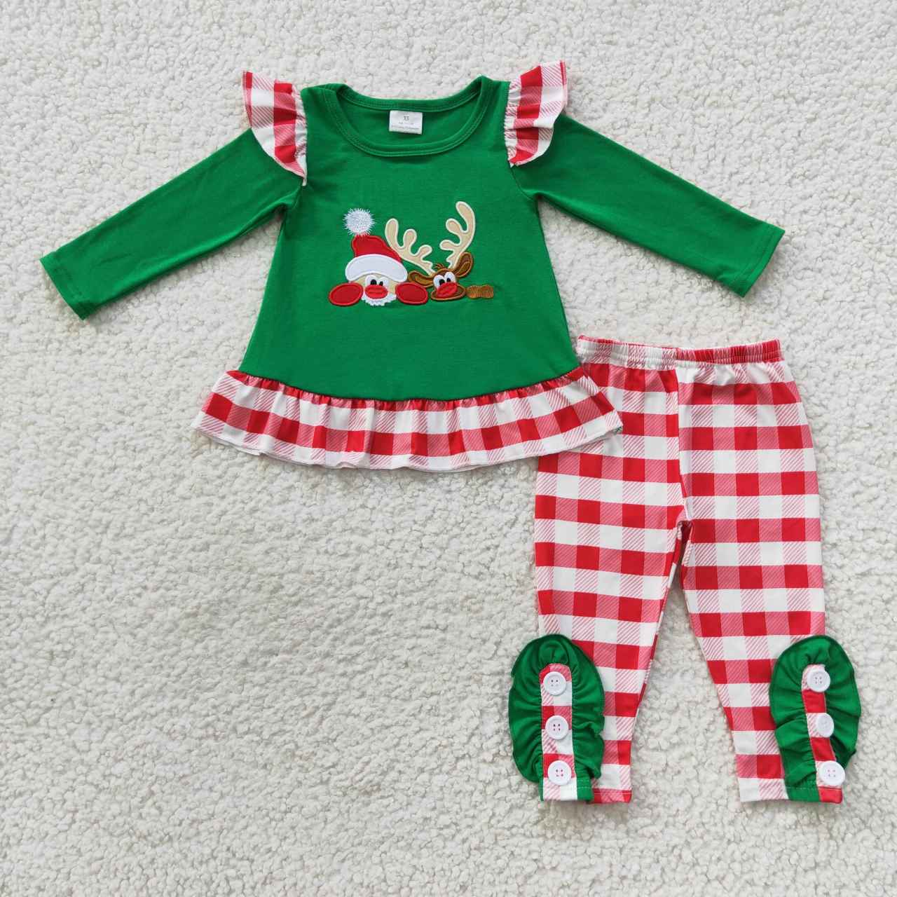 GLP0507 toddler girl clothes santa claus embroidery girl christmas outfit