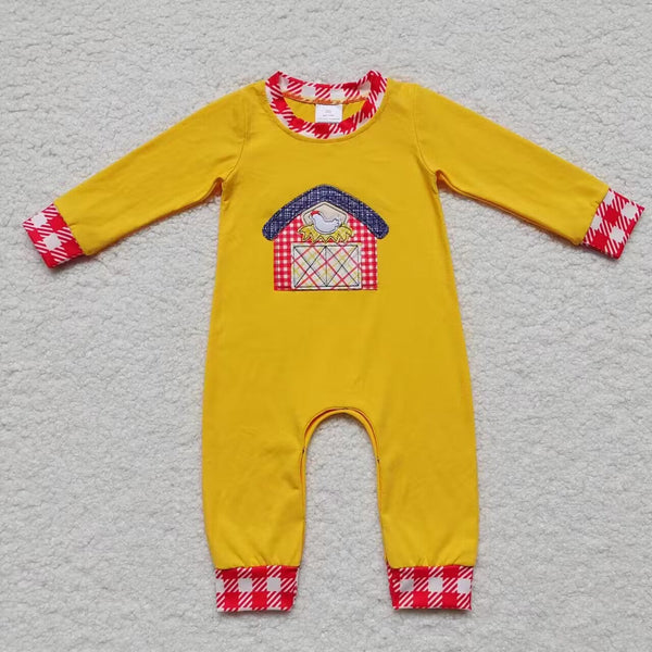 LR0384 baby boy clothes farm embroidery boy winter romper