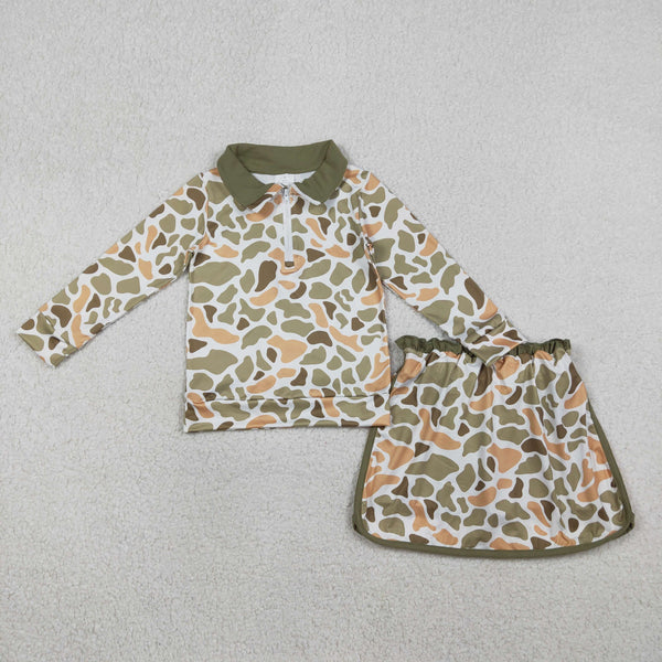 GLD1545 RTS baby girl clothes camo toddler girl winter skirt outfit hunting clothes