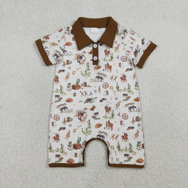 SR3882 RTS baby boy clothes  horse western clothes toddler boy  summer romper