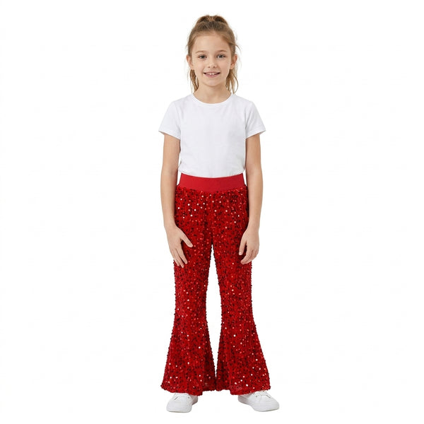 RTS B4-11 toddler girl clothes red sequin flared pants