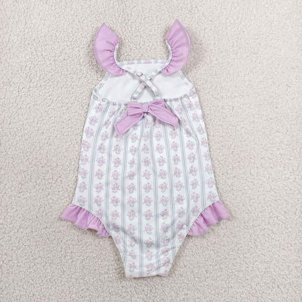 S0643 RTS baby girl clothes floral girl  summer swimsuit beach wear