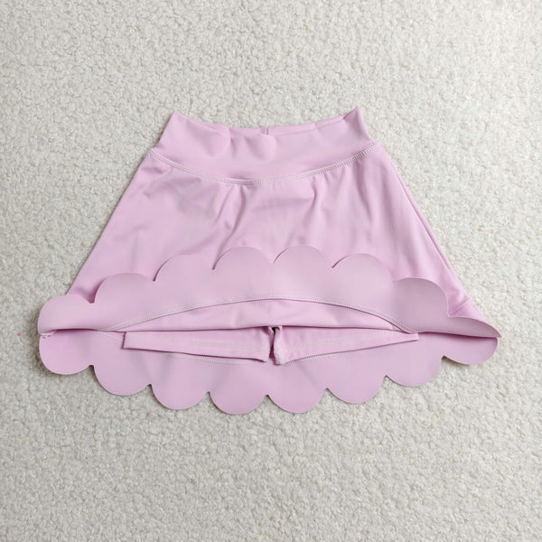 GLK0268 RTS baby girls clothes pink scalloped girl yoga shorts skirt sports clothing