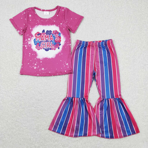 GSPO1373 baby girl clothes mama?¡¥s girl stripe girls bell bottoms outfit spring fall outfit