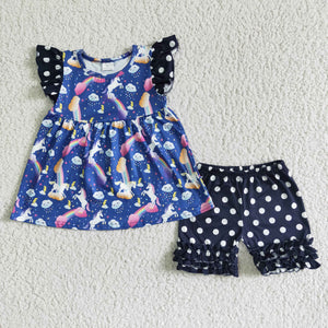 C9-21 girl summer unicorn flutter sleeve set-promotion $2.99 2024.4.27