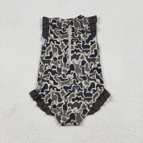 S0597 RTS girl clothing camo girl swim suit summer swim clothing hunting clothes
