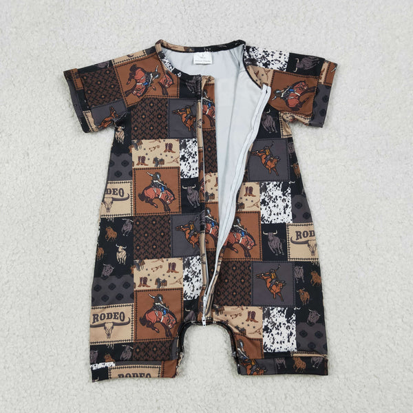 SR3545 RTS baby boy clothes  redeo horse boy  summer bubble western clothes