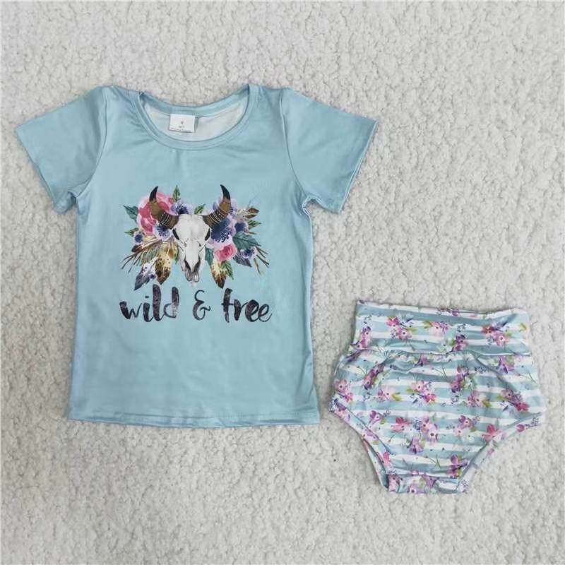 B6-12 girl clothes cartoon short sleeve bummies set-promotion 2024.5.25 $2.99