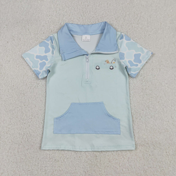 BT1534 RTS  toddler boy clothes dog fishing boy summer top shirt (print pattern)