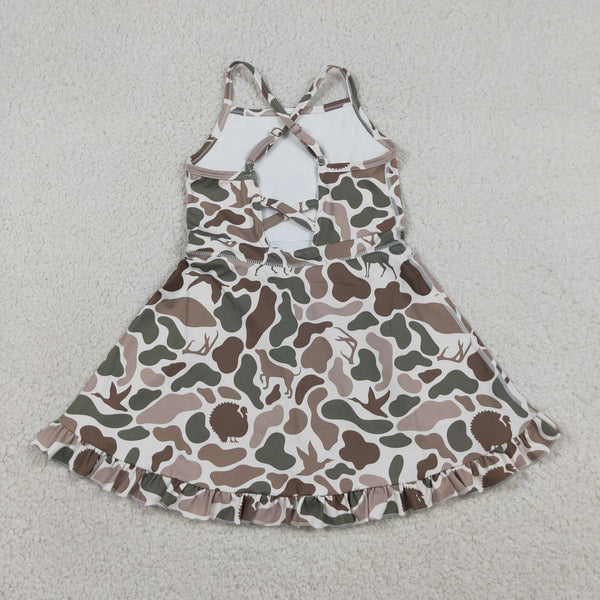 RTS GSD4117 toddler clothes green camo girl sports yoga summer dress