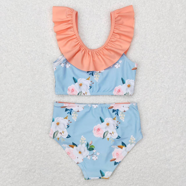 S0179 baby girl clothes floral girl swimsuit swimwear beach wear