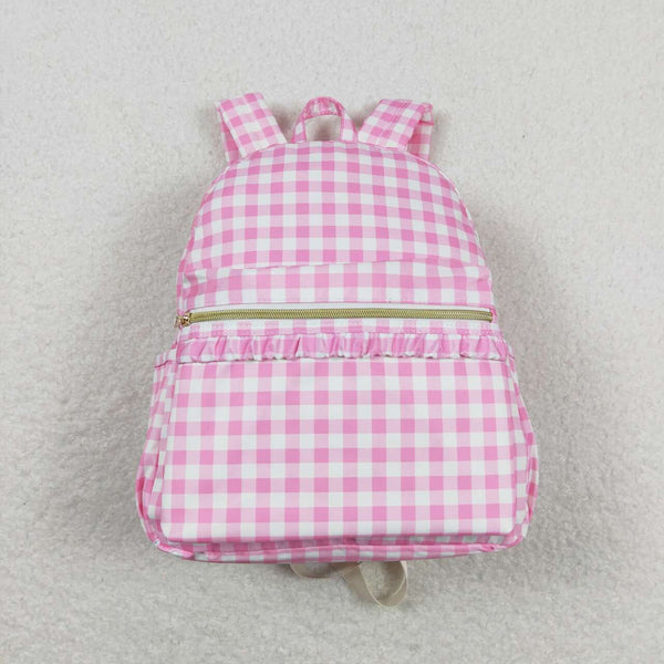 RTS kids matching bag pink plaid print baby girl back to school day bag-2025.7.19