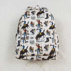 BA0142 RTS white riding horse farm Print Kids Girls Back To School Bags