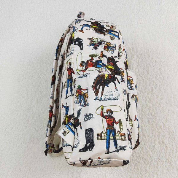 BA0142 RTS white riding horse farm Print Kids Girls Back To School Bags