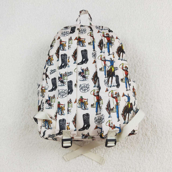 BA0142 RTS white riding horse farm Print Kids Girls Back To School Bags