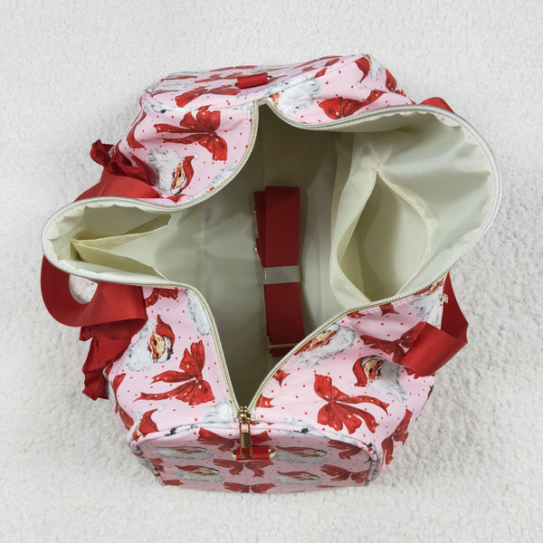 BA0306 RTS Tote Bag Santa Print Girls Christmas Duffels Bag Handbag