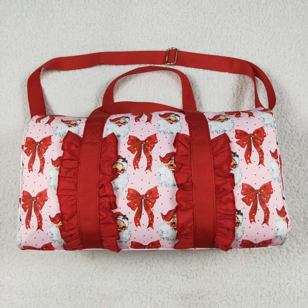 BA0306 RTS Tote Bag Santa Print Girls Christmas Duffels Bag Handbag