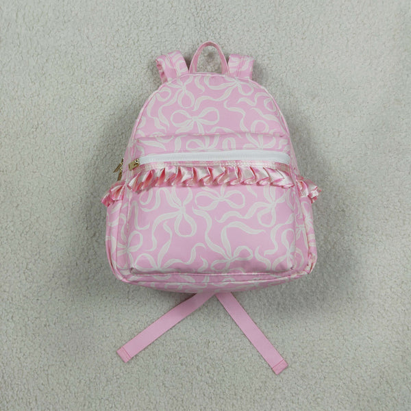 RTS BA0459 kids bag pink bow print ruffle backpack school backpack