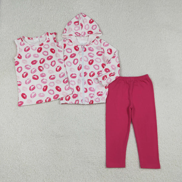 RTS GLP3120 3pcs toddler girl clothes kiss girl Valentine set