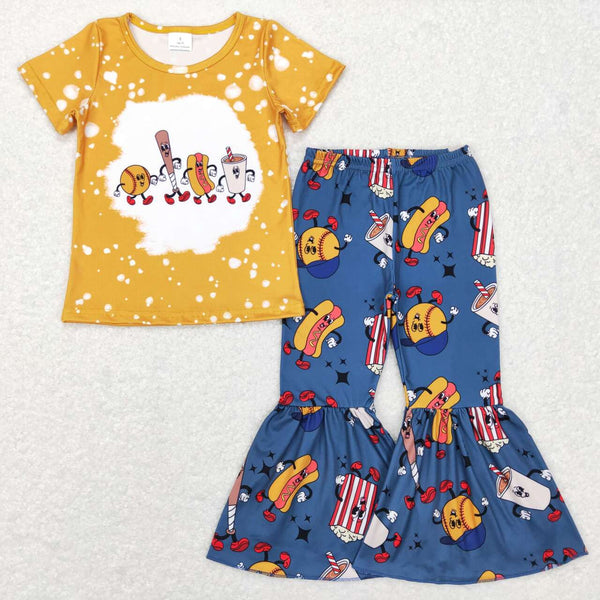 GSPO0965 baby girl clothes softball sport girl bell bottom outfit