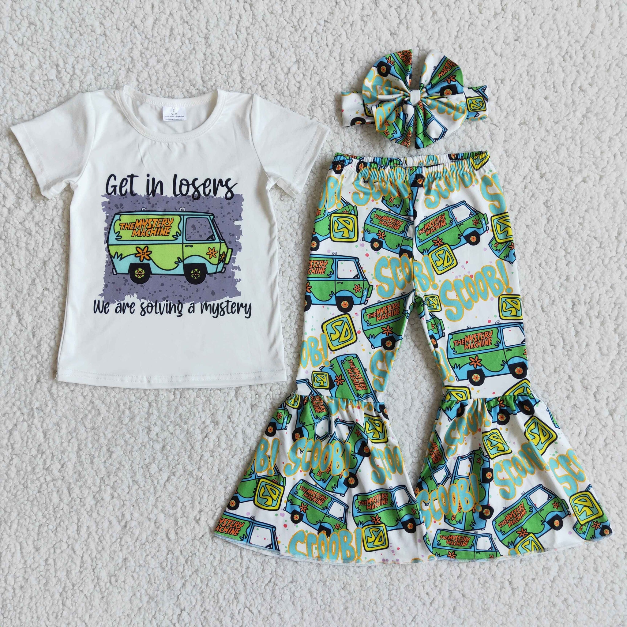 E8-2 girls outfits get in losers short sleeve green spring fall set