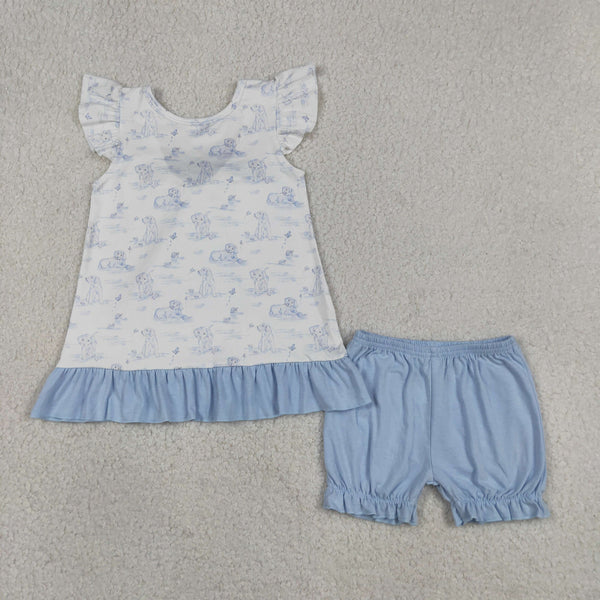 GSSO3061  3-6M to 6-7T RTS baby girl clothes pubby print toddler girl summer outfit summer shorts set