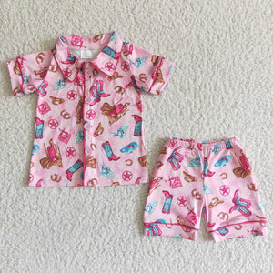 GSSO0021 RTS Kids clothes summer shoes pink pajamas set-promotion 2024.5.3 $5.5