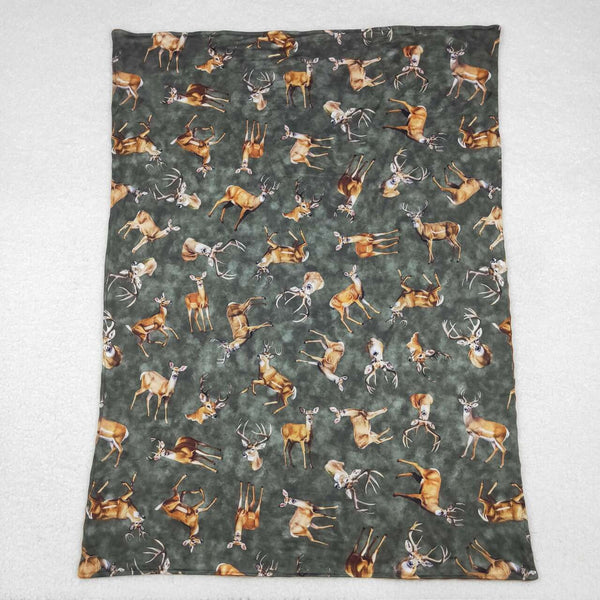 BL0168 RTS baby blanket hunting brown deer baby minky blanket