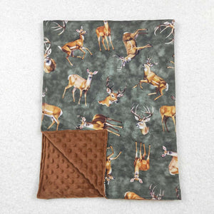 BL0168 RTS baby blanket hunting brown deer baby minky blanket