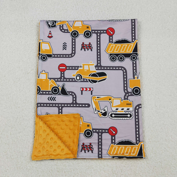 BL0199 RTS baby newborn truck baby boy minky blanket