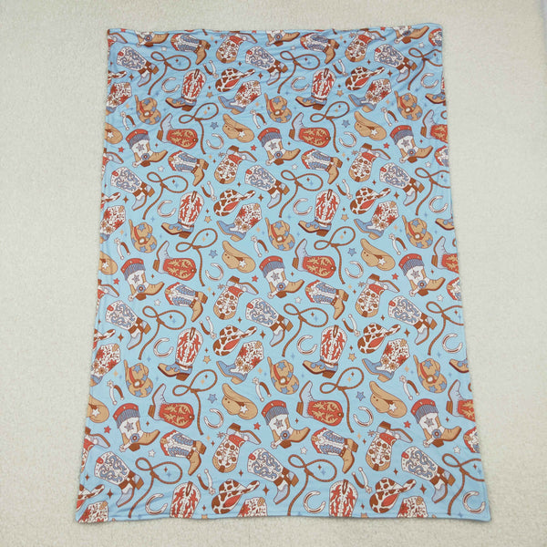 BL0214 RTS baby blanket western shoes baby girl minky blanket