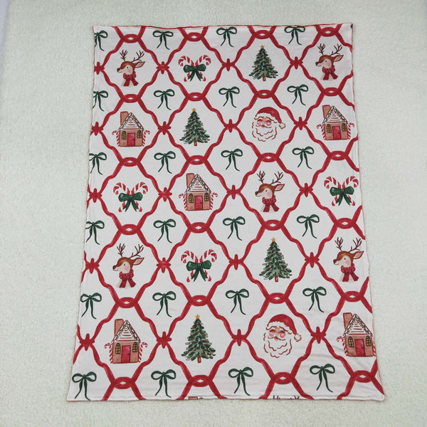 BL0219 RTS baby blanket Santa print baby girl blanket christmas blanket
