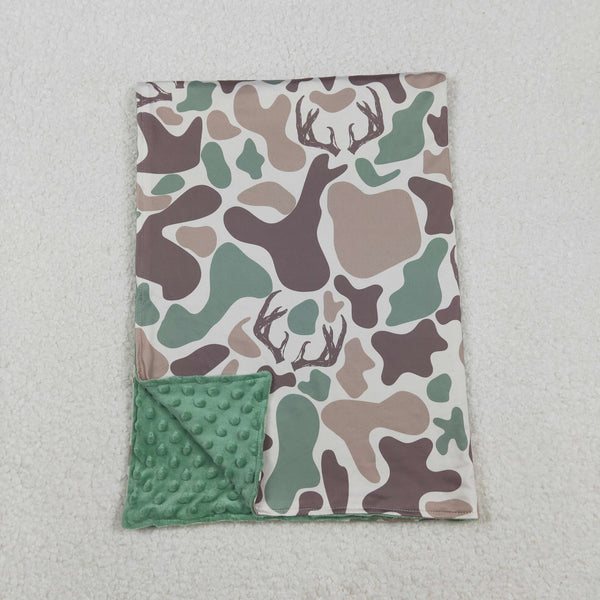 BL0226 RTS baby blanket green deer baby minky blanket