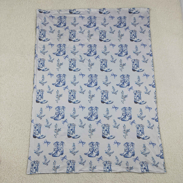 BL0229 RTS baby blanket bows print baby girl blanket