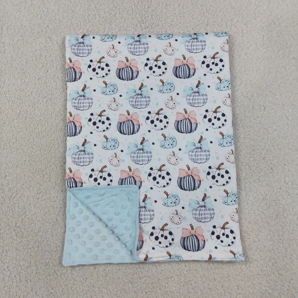 RTS BL0253 baby pumpkin blanket bows cute pumpkin halloween minky blanket newborn baby shower gift