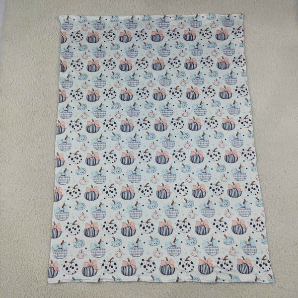 RTS BL0253 baby pumpkin blanket bows cute pumpkin halloween minky blanket newborn baby shower gift