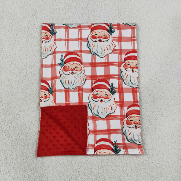 RTS Matching clothing kids christmas santa gingham print toddler girl long sleeve dress pajama set with blanket-2026.10.7