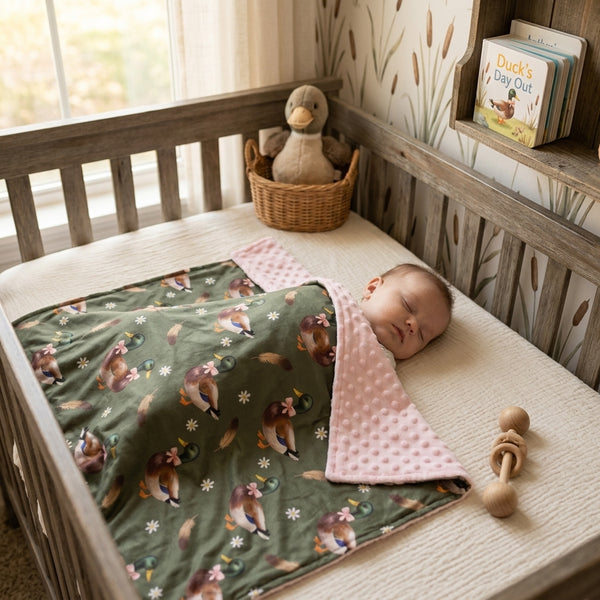 RTS BL0283 baby blanket baby mallard print blanket baby girl blanket