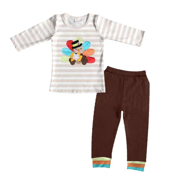 BLP0081 thanksgiving outfits boy turkey set