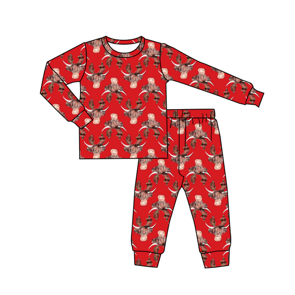 BLP0083 baby boy clothes cow red pajamas