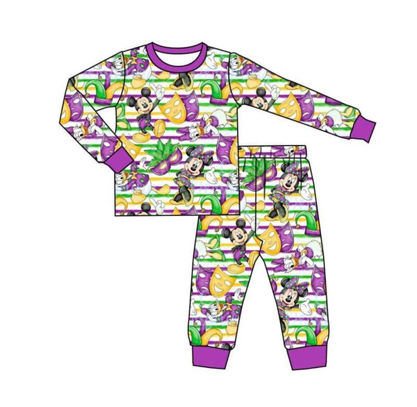 kids clothing Mardi Gras matching pajamas set